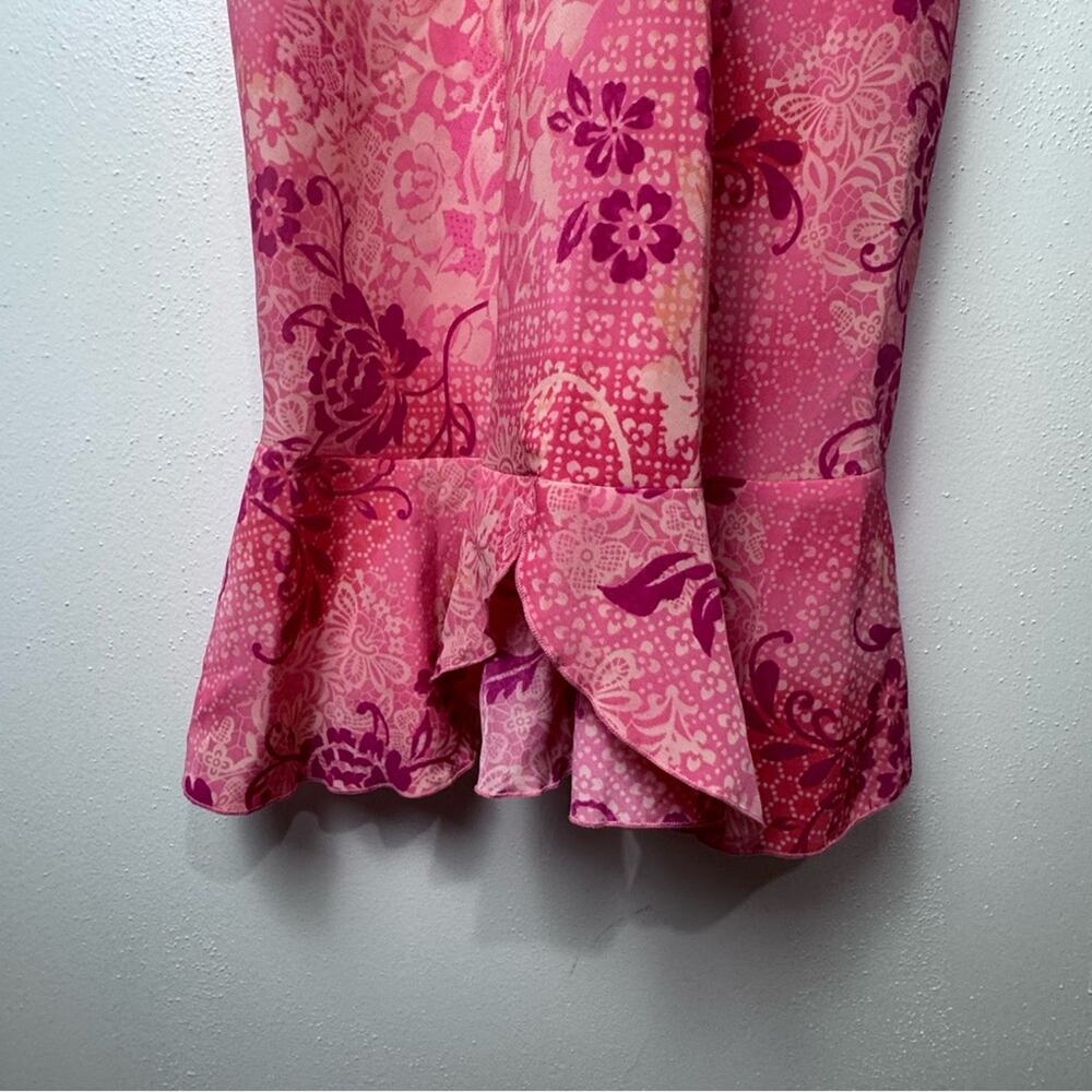 Vintage Pink Floral Sleeveless Ruffle Hem Midi Dress Women’s Size Medium - Picture 9 of 14